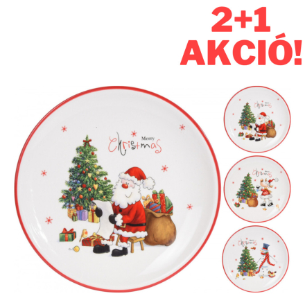 Santa karácsonyi mintás tányér 3 különböző mintával 17cm